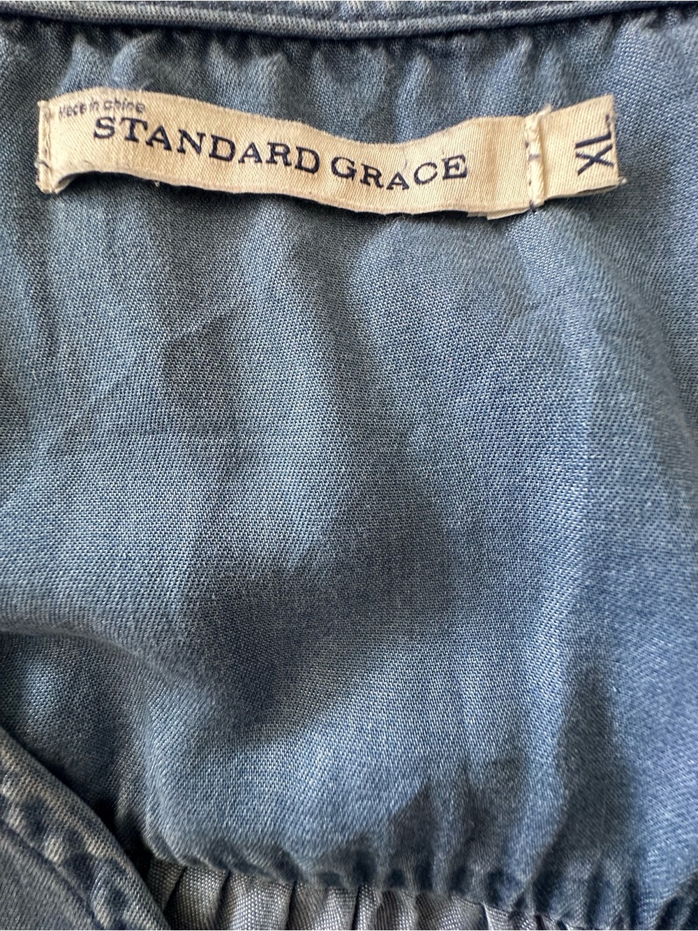 Standard Grace Chambray Denim Button Pull Over Dress Blue M Lightweight Comfort - Picture 8 of 12